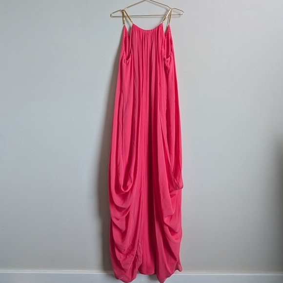 Trina Turk Dresses & Skirts - Trina Turk Blue Lagoon Maxi Dress Bright Pink Gold Straps 100% silk Sz 10